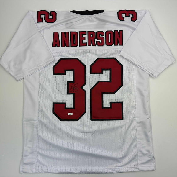 Autographed/Signed Jamal Anderson Atlanta White Football Jersey JSA COA