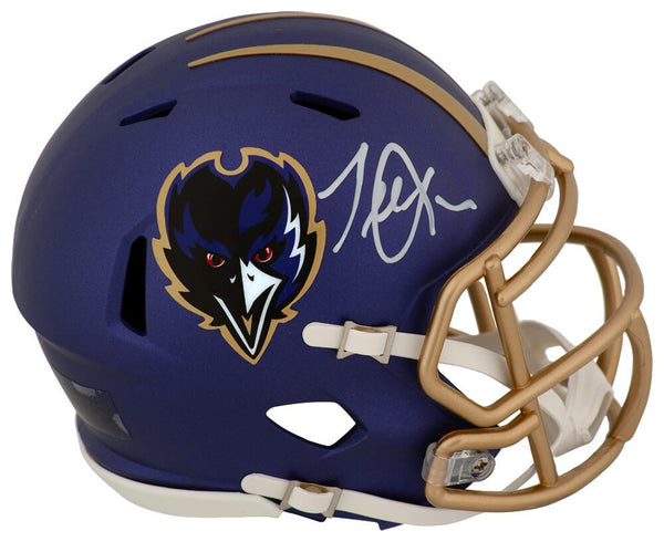 Terrell Suggs Signed Ravens 2024 Alt Purple Riddell Speed Mini Helmet - (SS COA)