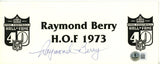 Raymond Berry Autographed Baltimore Colts Hall of Fame Place Card Beckett 56223