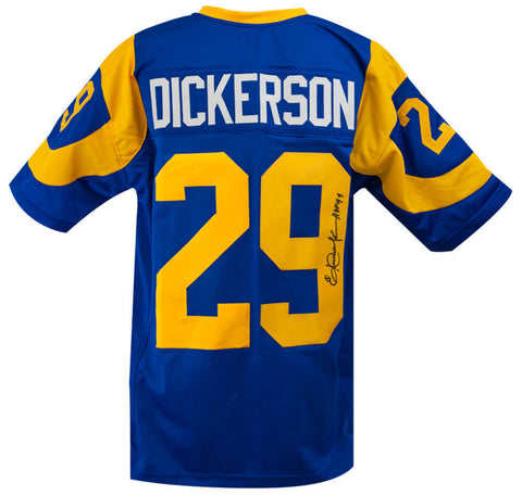 Eric Dickerson Signed Blue & Gold T/B Custom Football Jersey w/HOF'99 - (SS COA)