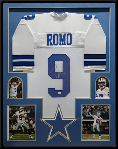 FRAMED DALLAS COWBOYS TONY ROMO AUTOGRAPHED SIGNED JERSEY JSA COA