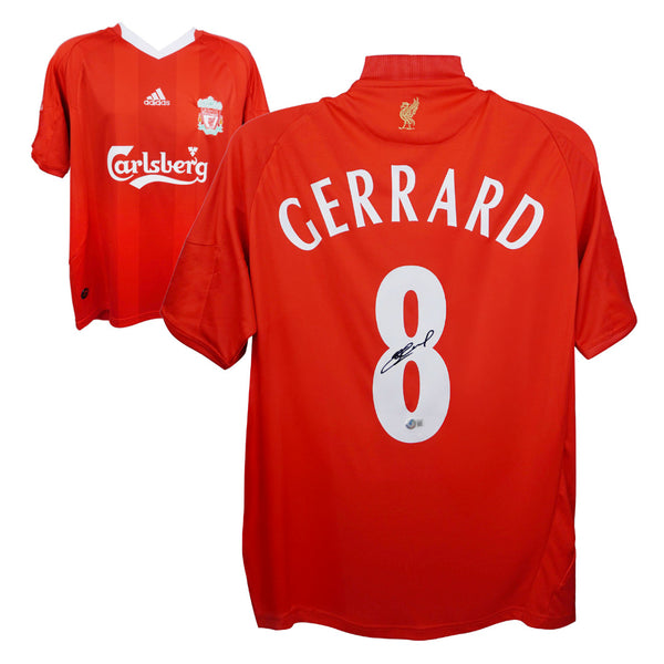 Steven Gerrard Signed Liverpool FC Home Soccer Jersey #8 with Beckett COA