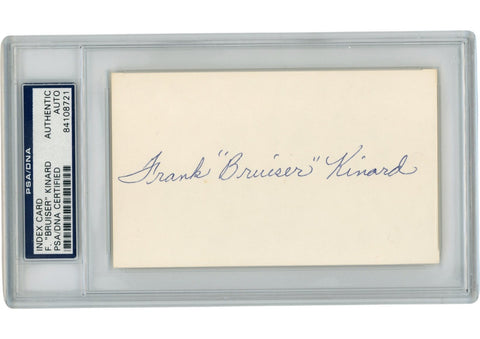 Frank Bruiser Kinard Autographed Brooklyn Dodgers Index Card Slabbed PSA 54922