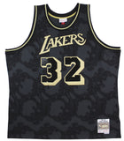 Lakers Magic Johnson Signed 1984-85 M&N HWC Swingman Black Jersey BAS Witnessed