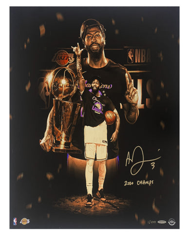 Anthony Davis Autographed Lakers "2020 Champs" 20" x 24" Photograph UDA LE 1/100