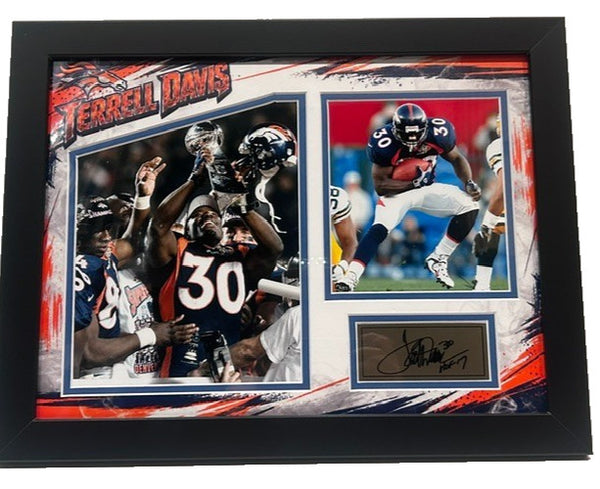 Terrell Davis Denver Broncos Laser Autographed 18x14 Framed Photo Collage