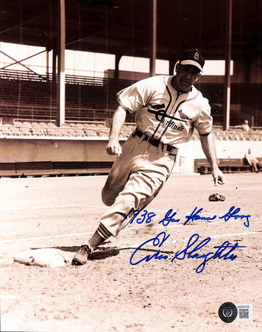 Enos Slaughter Signed St Louis Cardinals 8x10 Gas House Gang Beckett 40905