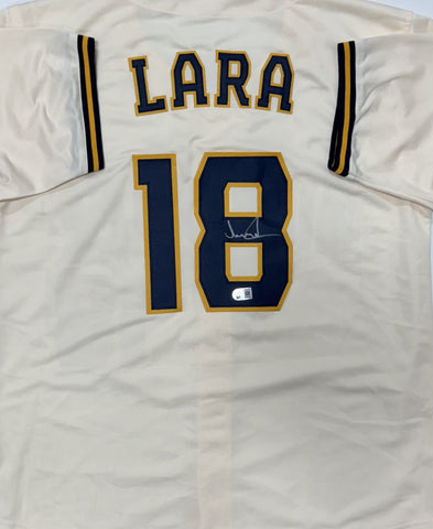 LUIS LARA Signed Custom Replica Cream Jersey AUTO - Milwaukee Brewers - BAS