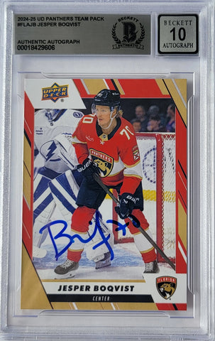 Jesper Boqvist Signed Florida Panthers 2024-25 Upper Deck Beckett Graded AUTO 10