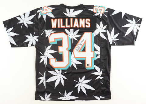 Ricky Williams Signed Miami Dolphins Custom Weed Print Jersey (Beckett) R.B.
