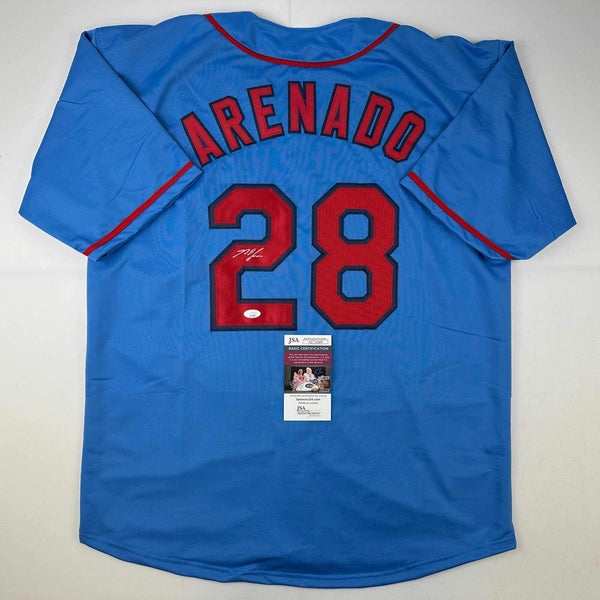 Autographed/Signed Nolan Arenado St. Louis Blue Baseball Jersey JSA COA