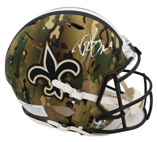Drew Brees Signed New Orleans Saints Speed Authentic Camo NFL Helmet