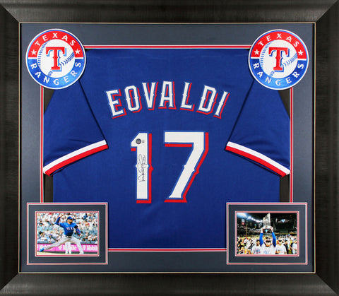 Nathan Eovaldi Authentic Signed Blue Pro Style Framed Jersey BAS Witnessed