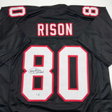 Autographed/Signed Andre Rison Atlanta Black Football Jersey Beckett BAS COA