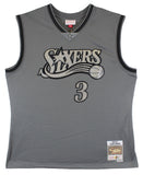76ers Allen Iverson Authentic Signed Grey M&N HWC Swingman Jersey BAS Witnessed