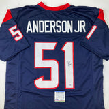 Autographed/Signed Will Anderson Jr. Houston Blue Football Jersey PSA/DNA COA