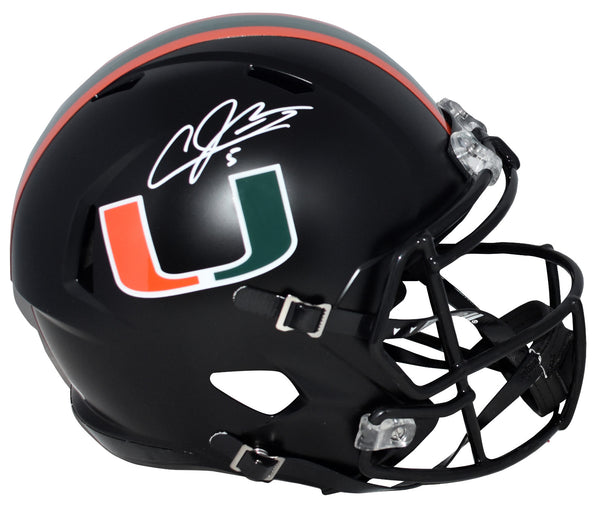 ANDRE JOHNSON AUTOGRAPHED MIAMI HURRICANES BLACK FULL SIZE SPEED HELMET JSA