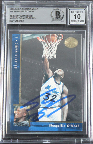 Magic Shaquille O'Neal Signed 1995 SP Championship #76 Card Auto 10! BAS Slabbed