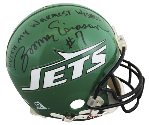 Jets Boomer Esiason "With My Warmest Wishes" Signed Full Size Proline Helmet BAS