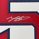 Framed Autographed/Signed Mookie Betts 35x39 Boston White Jersey JSA COA