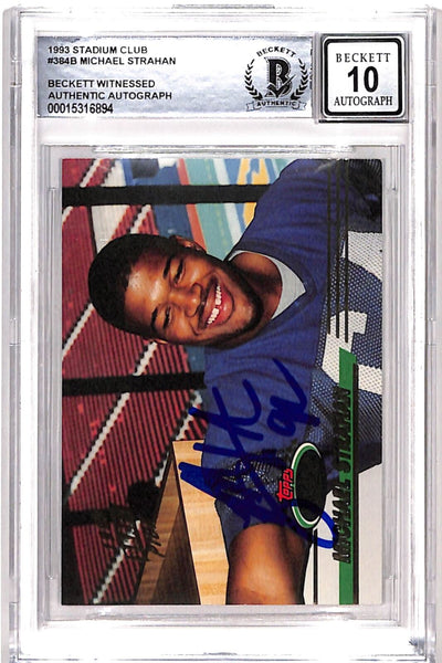 Michael Strahan Signed 1993 Stadium Club #384b 10 Auto Beckett 42730