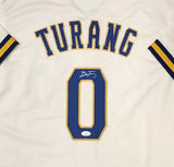 Brewers BRICE TURANG Signed Custom Replica Cream Debut #0 Jersey AUTO - JSA