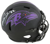 Ravens Ray Lewis Signed Eclipse F/S Speed Rep Helmet w/ White Sig & Case BAS Wit