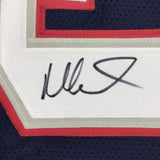 Autographed/Signed Mike Vrabel New England Blue Jersey Beckett BAS COA