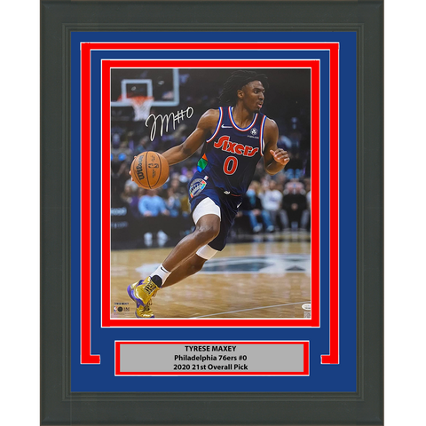 Framed Autographed/Signed Tyrese Maxey 76ers Sixers 16x20 Photo JSA COA