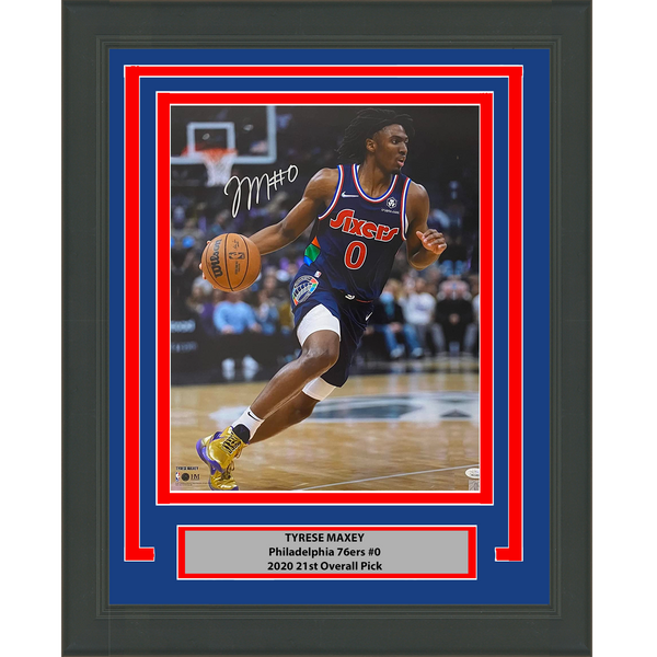 Framed Autographed/Signed Tyrese Maxey 76ers Sixers 16x20 Photo JSA COA