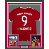 Framed Autographed/Signed Robert Lewandowski 35x39 Bayern Jersey BAS COA