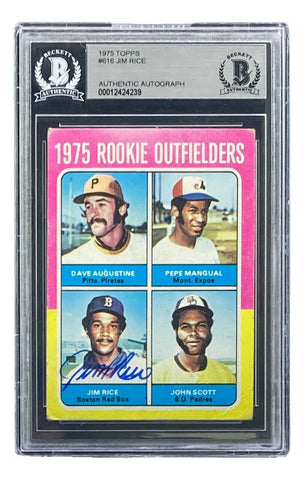 Jim Rice Signed 1975 Topps #616 Boston Red Sox Rookie Card BAS