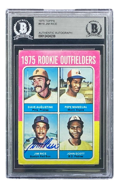 Jim Rice Signed 1975 Topps #616 Boston Red Sox Rookie Card BAS