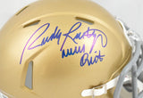 Rudy Ruettiger Signed Notre Dame Speed Mini Helmet Never Quit - Beckett W Holo