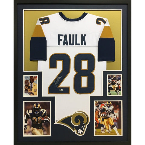 Marshall Faulk Autographed Signed Framed St. Louis Rams Jersey BECKETT BAS