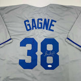 Autographed/Signed Eric Gagne Los Angeles LA Grey Baseball Jersey JSA COA