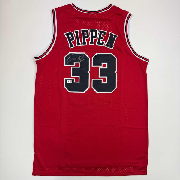 Autographed/Signed Scottie Pippen Chicago Red Basketball Jersey Beckett BSA COA