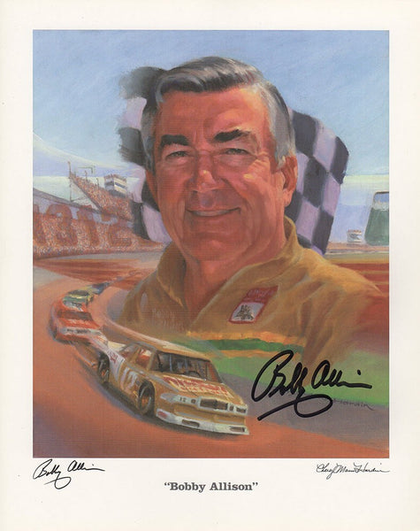 Bobby Allison Signed Racing Print by Cheryl Mann Hardin 8x10 Photo -SCHWARTZ COA