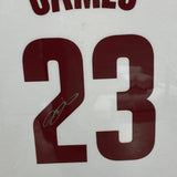 FRAMED Autographed/Signed LEBRON JAMES 33x42 Cavaliers Jersey PSA/DNA COA/LOA