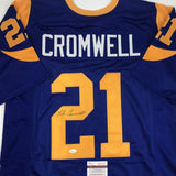 Autographed/Signed Nolan Cromwell Los Angeles LA Blue Football Jersey JSA COA