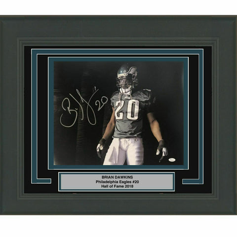 FRAMED Autographed/Signed BRIAN DAWKINS Visor Eagles 16x20 Photo JSA COA Auto