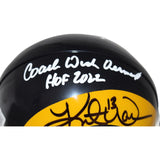 Kurt Warner Marshall Faulk Dick Vermiel LA Rams Mini Helmet Beckett 42293