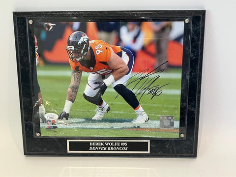 Derek Wolfe Autographed Denver Broncos 8x10 Photo Plaque - JSA COA