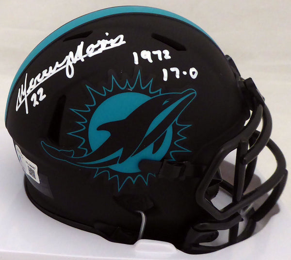MERCURY MORRIS AUTO DOLPHINS ECLIPSE BLACK MINI HELMET 1972 17-0 BECKETT 194067