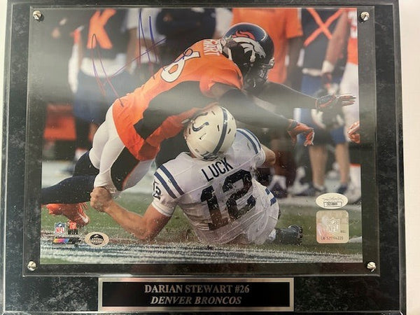 Darian Stewart Autographed Denver Broncos 8x10 Photo -- with Plaque | JSA COA