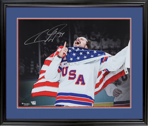Auston Matthews USA Flag Signed 16x20 Framed Photo Auto Fanatics Coa Maple Leafs