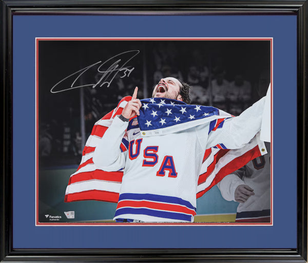 Auston Matthews USA Flag Signed 16x20 Framed Photo Auto Fanatics Coa Maple Leafs