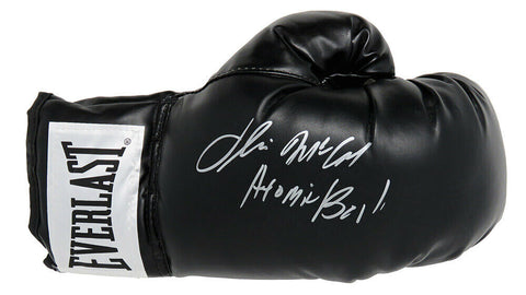 OLIVER McCALL Signed Everlast Black Boxing Glove w/Atomic Bull - SCHWARTZ
