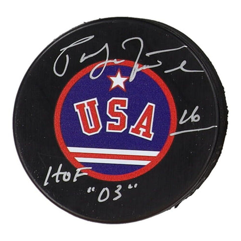 Pat LaFontaine Signed Team USA Logo Hockey Puck "HOF 03'(COJO) Sabres, Islanders