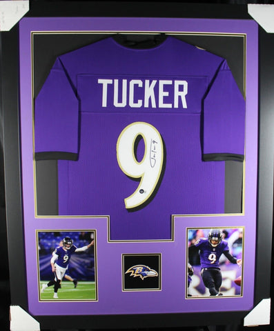 JUSTIN TUCKER (Ravens purple TOWER) Signed Autographed Framed Jersey Beckett